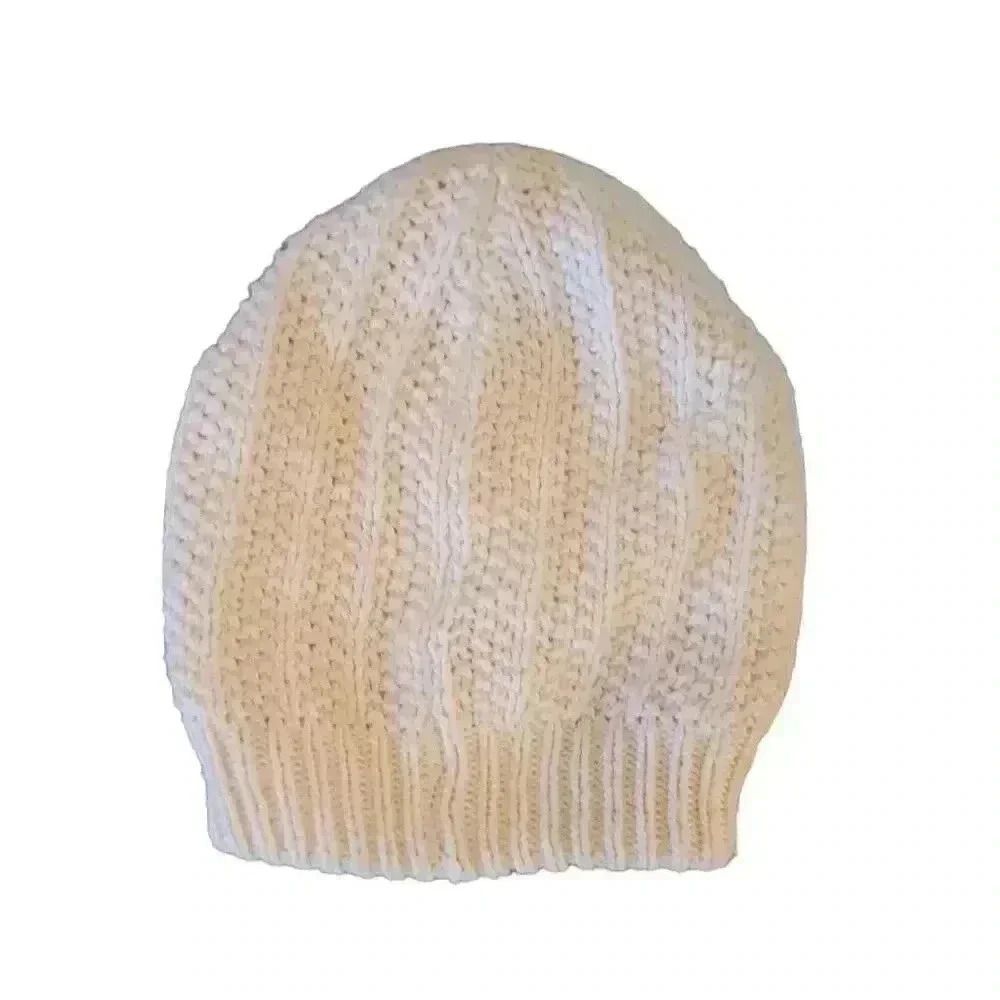 Peek Women's Cream Cotton Knit Slouchy Beanie